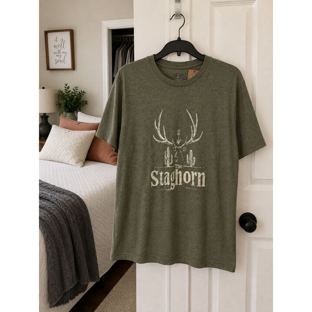 Imperial Stag Mens Green Graphic T Shirt Large Antler Hunting NWT